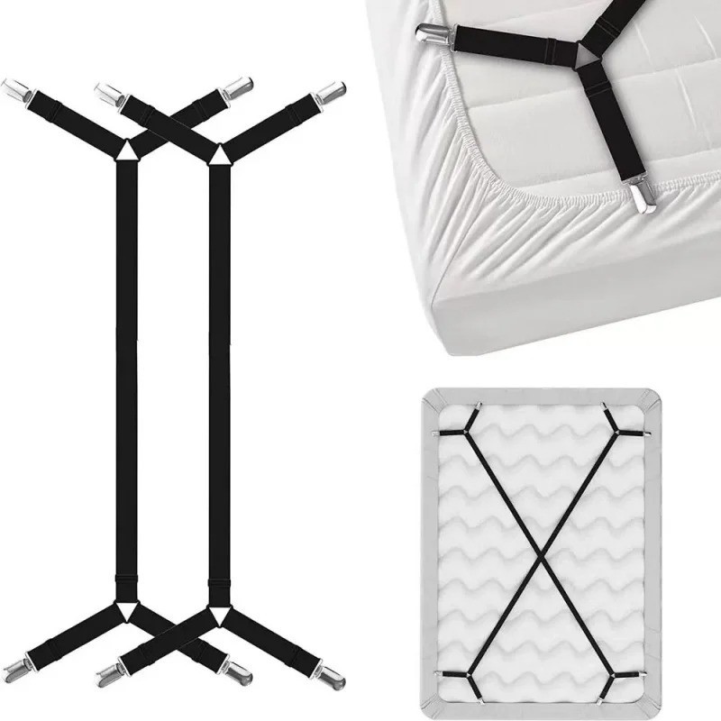 2pcs Adjustable elastic bed sheet holder straps - sheet clips for bedding, sheet