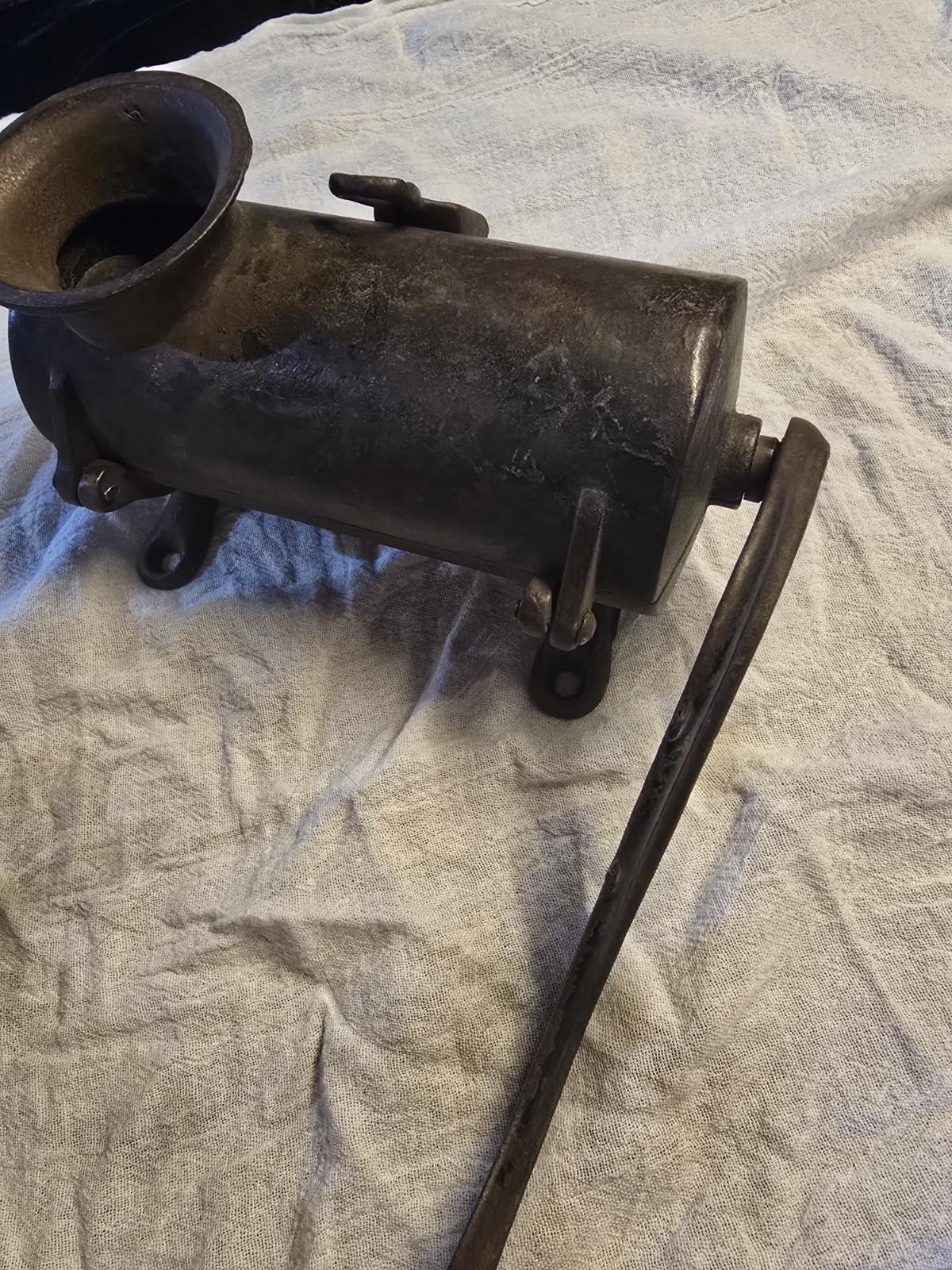 Primitive Cast Iron Tobacco Shredder Cutter Grinder Wood Handle Large