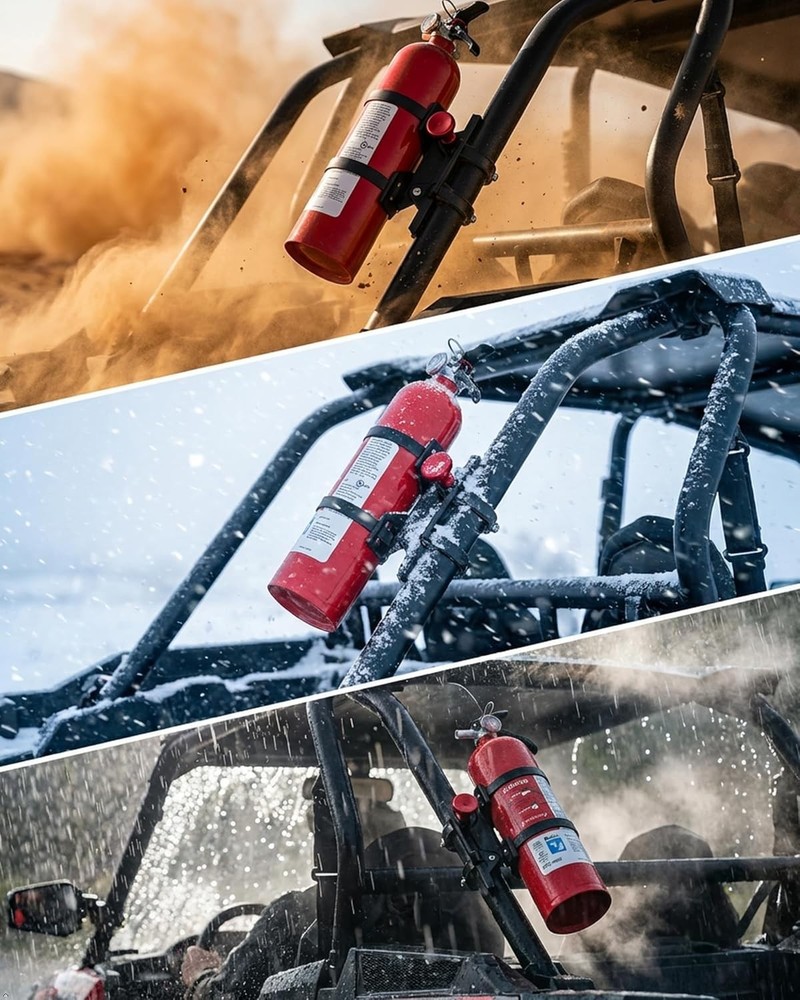 Quick Release Fire Extinguisher Mount - Aluminum Adjustable UTV Roll Bar