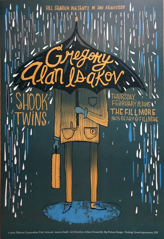 Gregory Alan Isakov  Shook Twins The Fillmore SF Poster F1317 2015