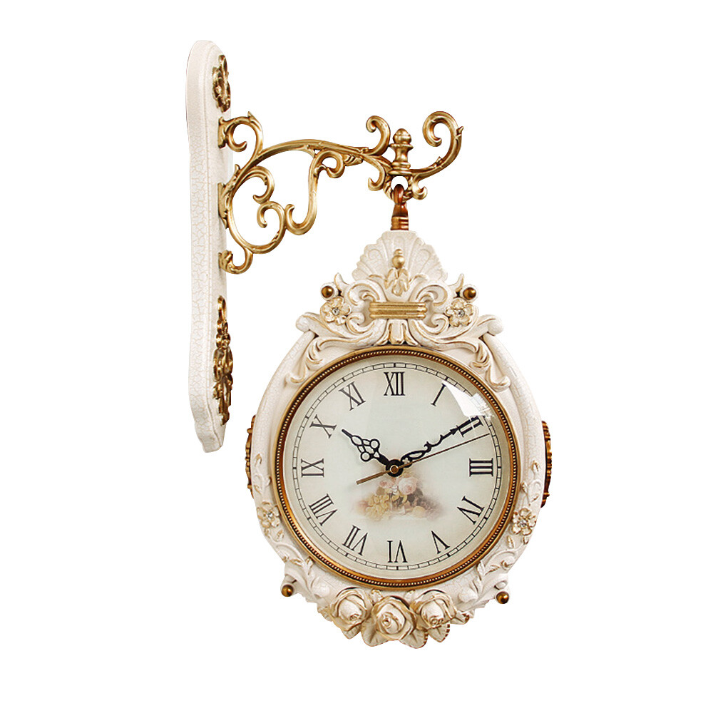 Double-Sided Wall Mounted Clock Accurate Pointer Clock Vintage Hanging Clock NEW