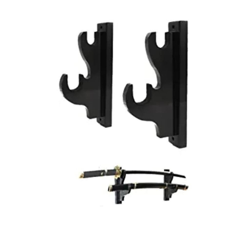 Sword Wall Mount,1-Pair Upscale Hook Sword Stand,Sword Hook,Solid Wood Two-La...