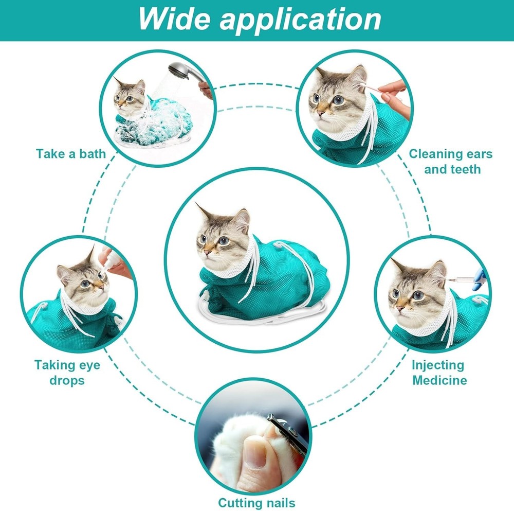 Luxury Cat Bathing Bag - Breathable Mesh Grooming Solution, Anti-Scratch Design