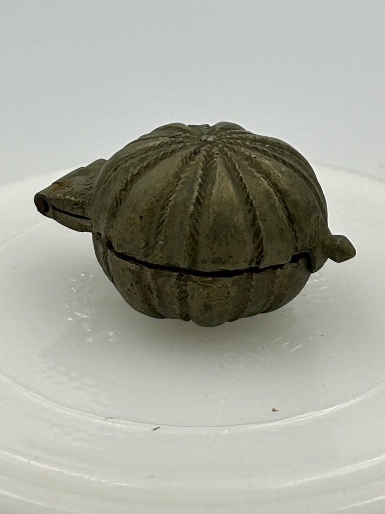 Antique Brass Small Lime Paste Chuna Box Original Old Hand Crafted Engraved