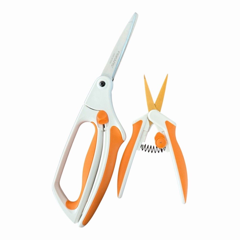 Fiskars Scissors & Titanium-Coated Precision Snips Bundle – Orange/White