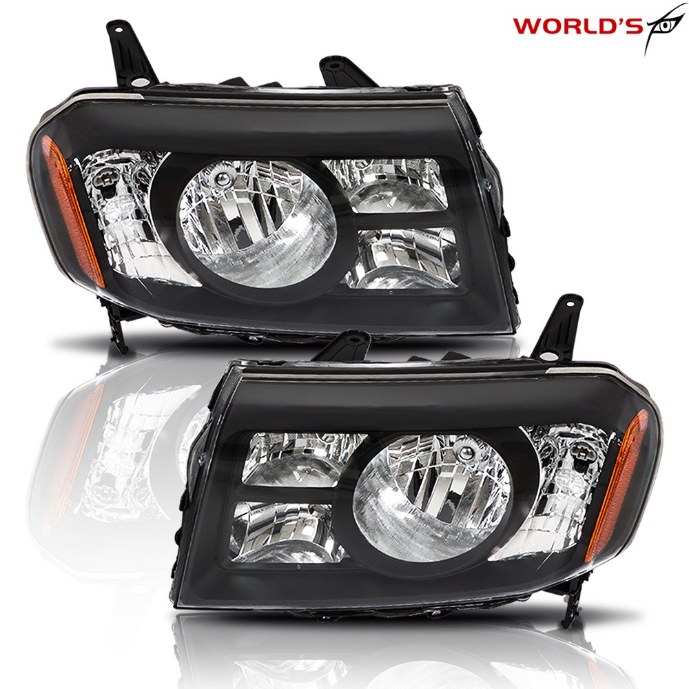 Left+Right For 2009 2010 2011 Honda Pilot Halogen Black Headlight Amber Corner