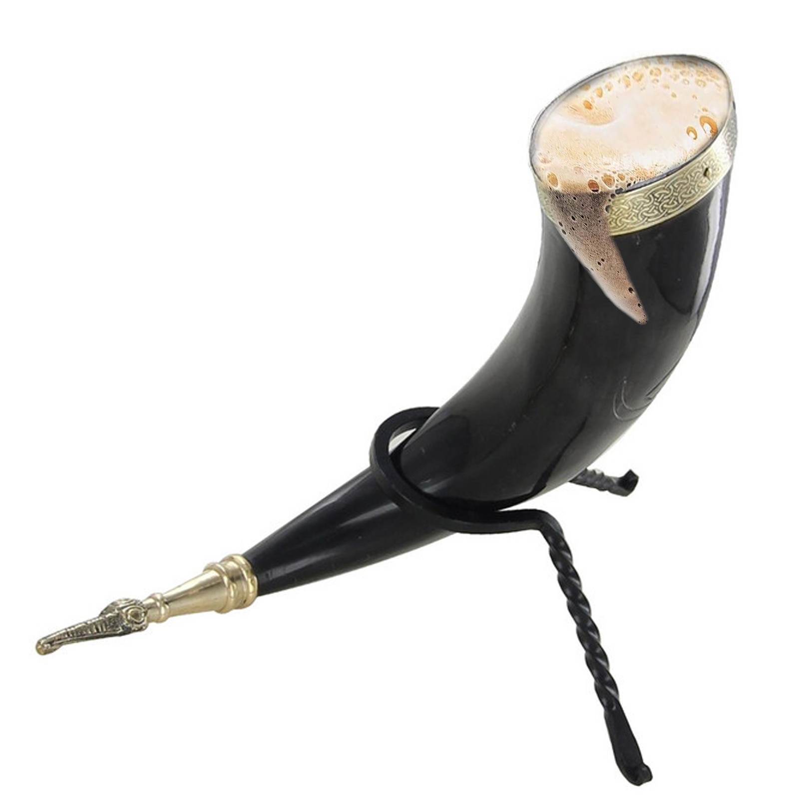 Medieval Fenrir Viking Handmade Warrior Norse Wolf Drinking Horn & Iron Stand