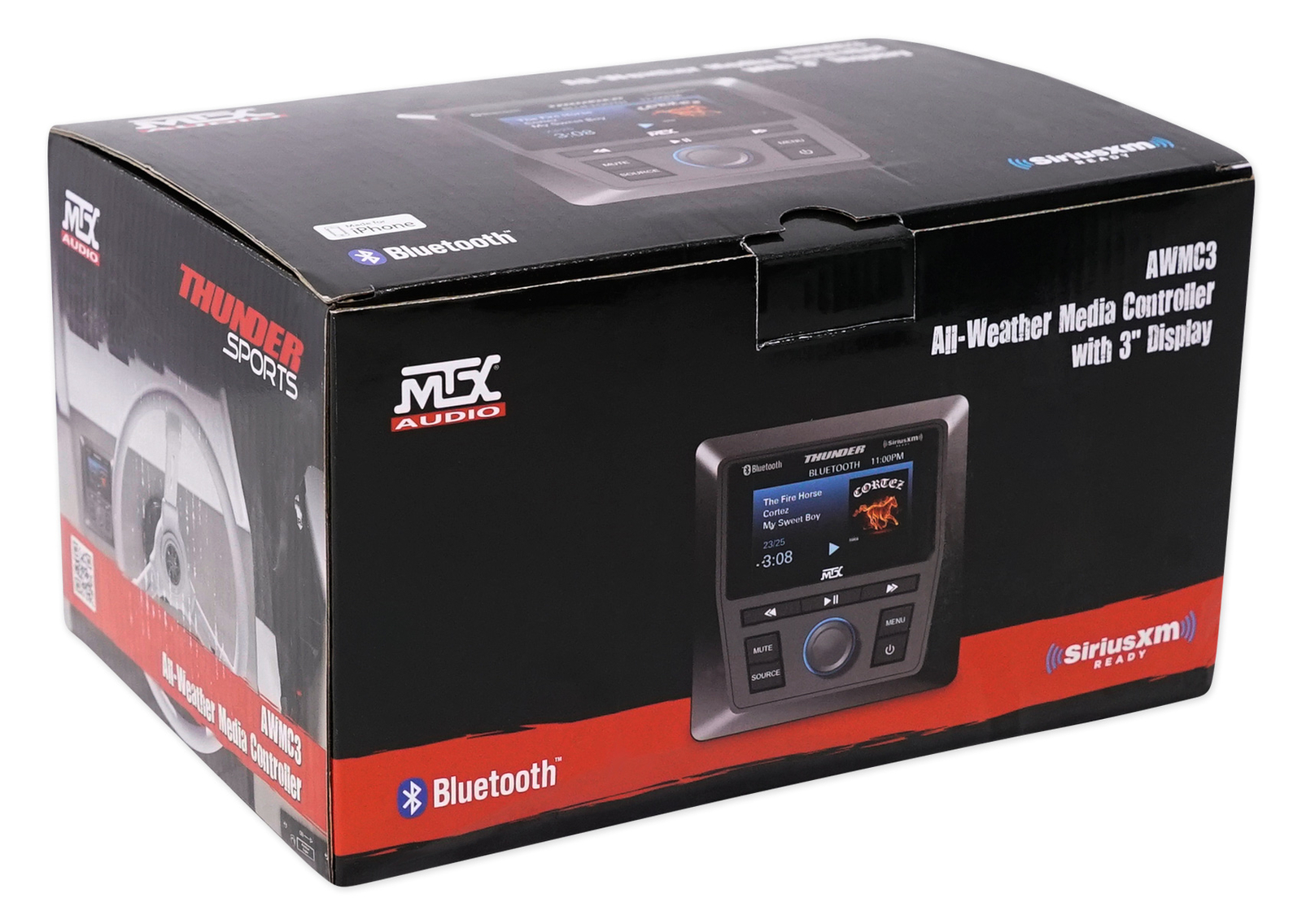 MTX AWMC3 Marine Receiver w/ Bluetooth AM/FM/WB/SiriusXM 4 Boat/RZR/ATV/UTV/Cart