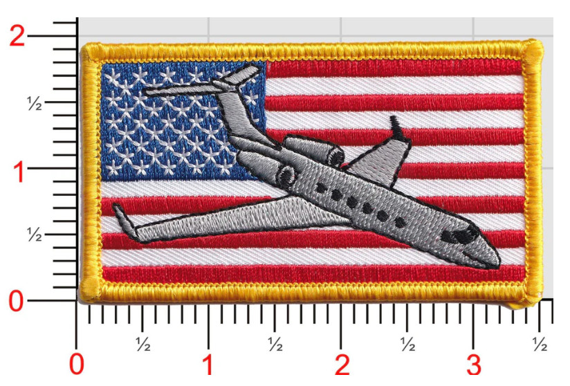 MILITARY GULFSTREAM G5 US FLAG EMBROIDERED PATCH WITH HOOK & LOOP