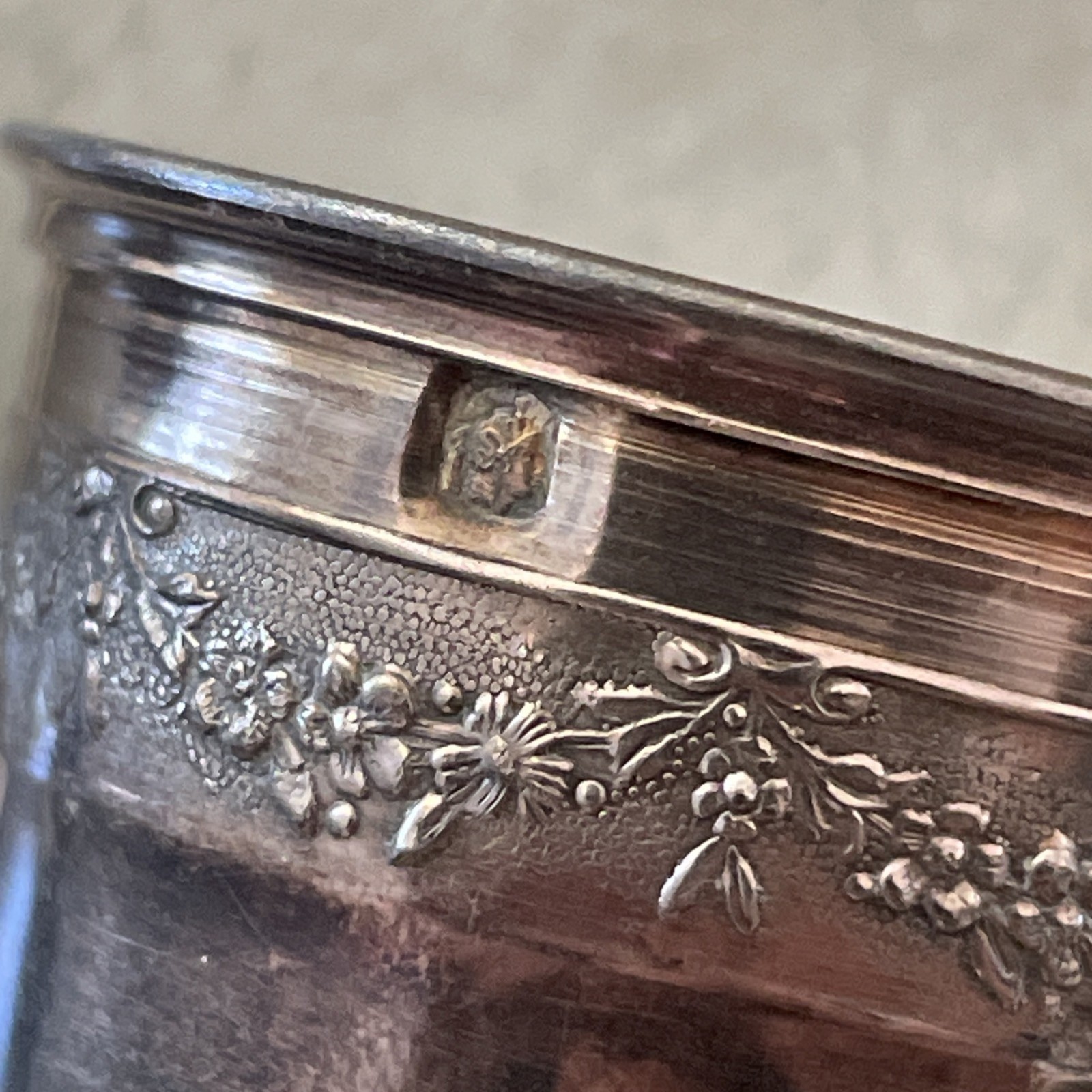 6pc Antique French Solid Silver Cordial Shot Cup Set & Tray In Case 1890s