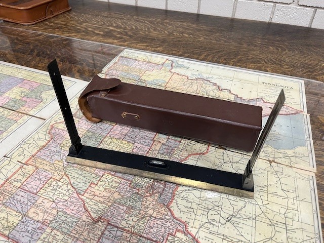 WWII US Army Engineer Map Reading Level With Leather Case 40s