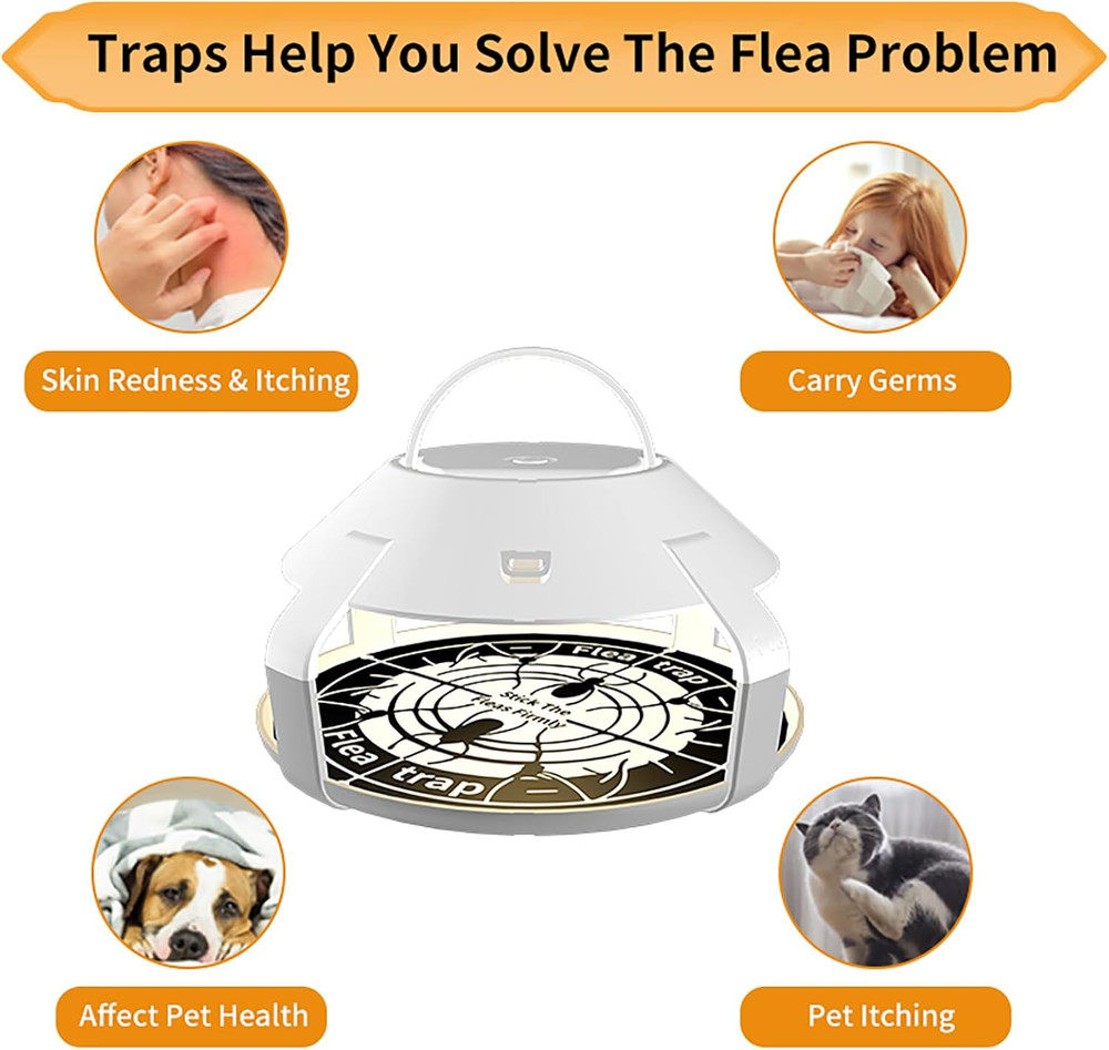 Flea Traps for inside Your Home with Light, Flea Light Trap for Bug USB Charing