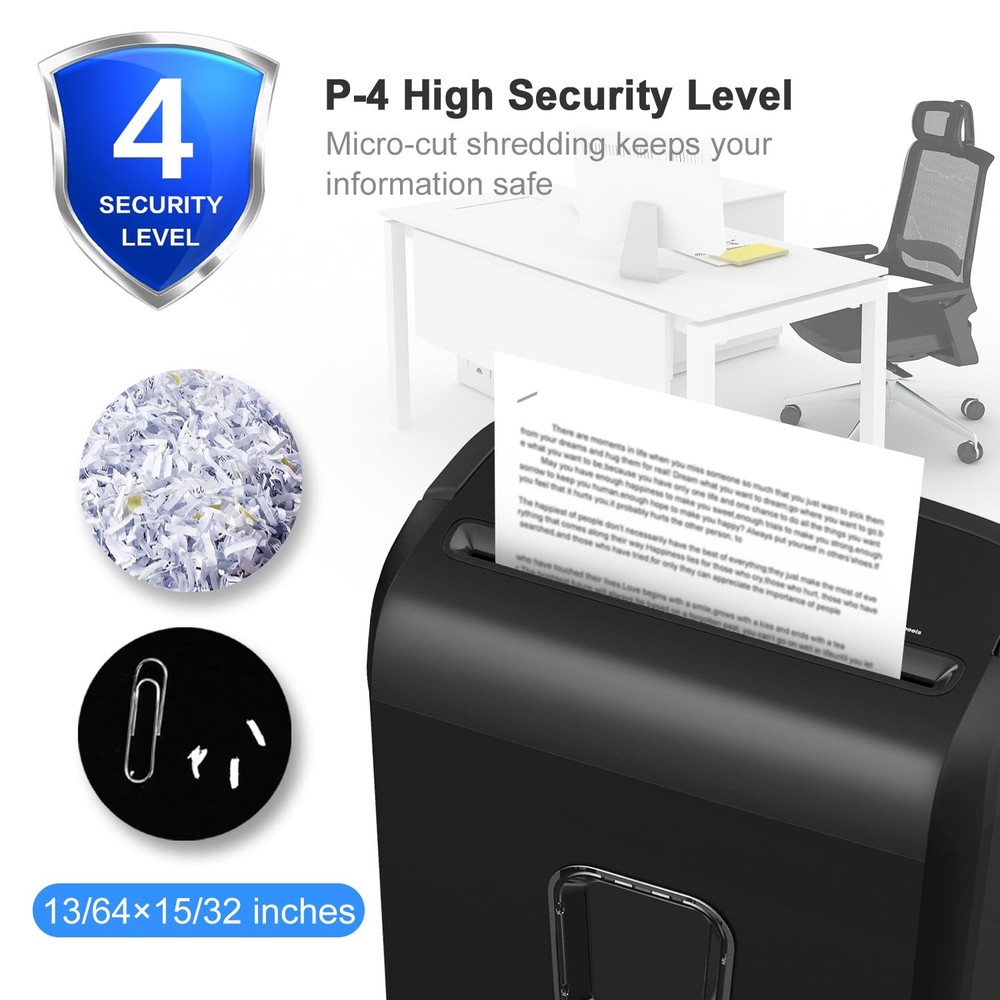 Bonsaii 6-Sheet Micro-Cut Paper Shredder, P-4 Black Microcut,