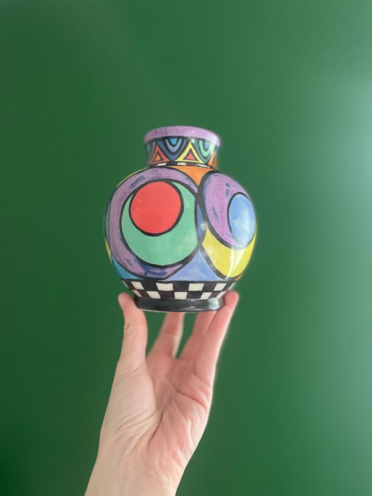 Abstract Handpainted Ceramic Vase