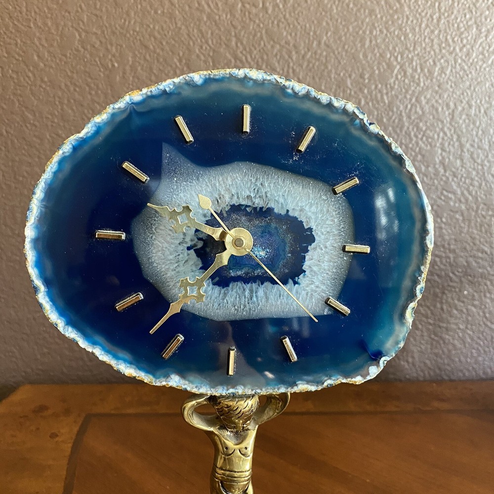 Blue Agate Stone Table Clock |