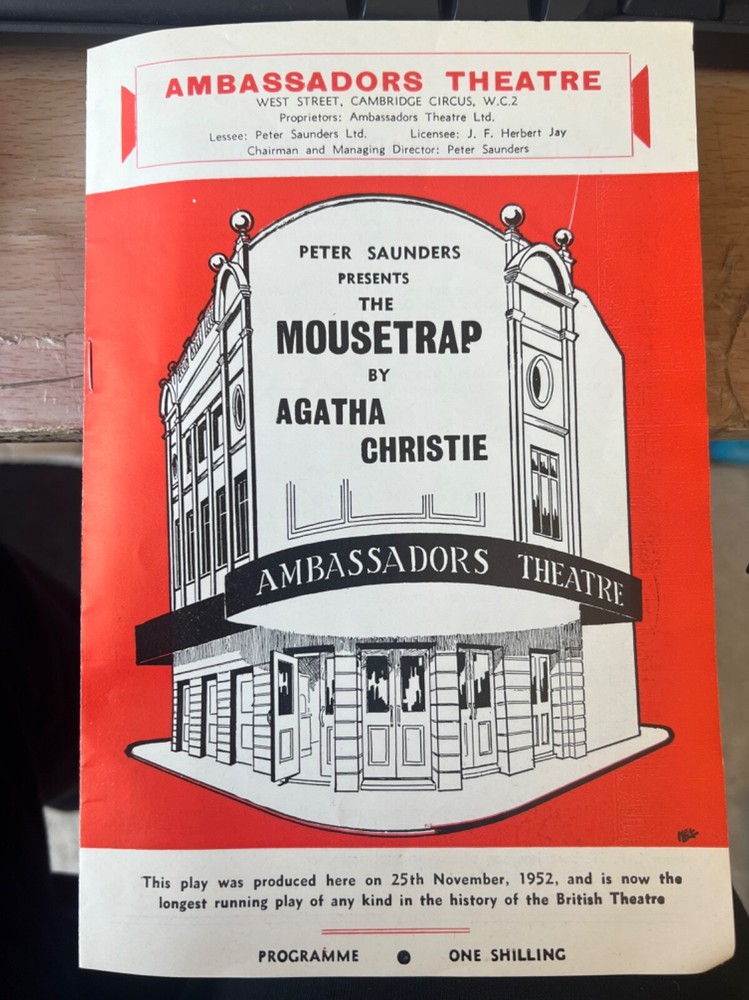 The Mouse Trap Ambassadors Theatre Programme 1968/69