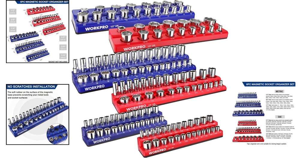 Professional 6-Piece Magnetic Socket Tray Set: Organized, Durable & Easy Access