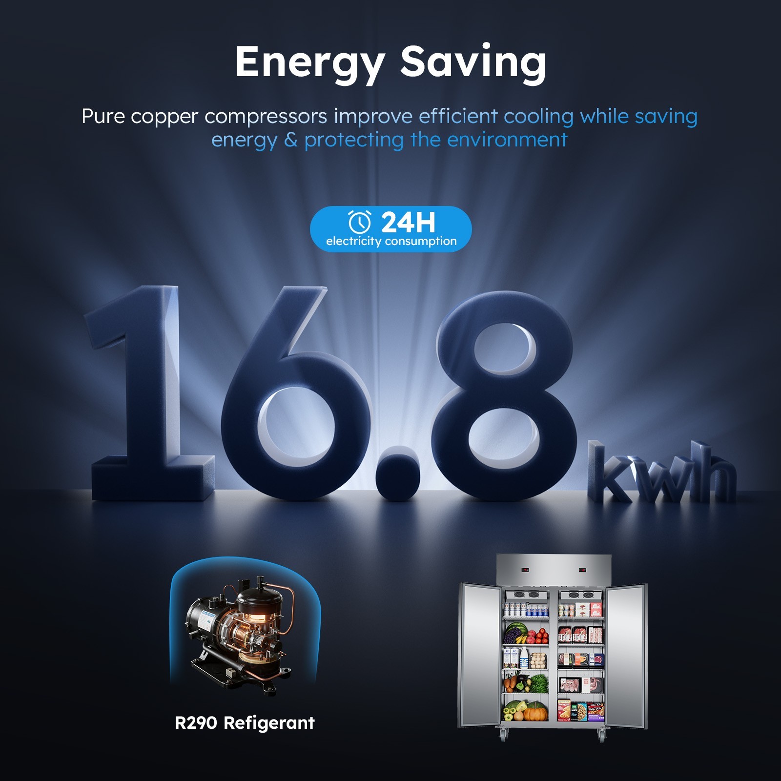 Commercial Refrigerator Freezer Combo, 2 Door 48" W Fridge Freezer Combination