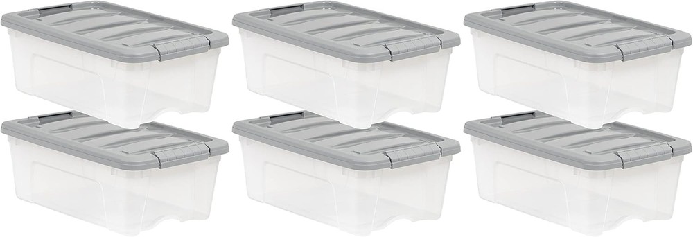 Plastic Storage Containers W/ Secure Latching Lids Stackable Organization Bin