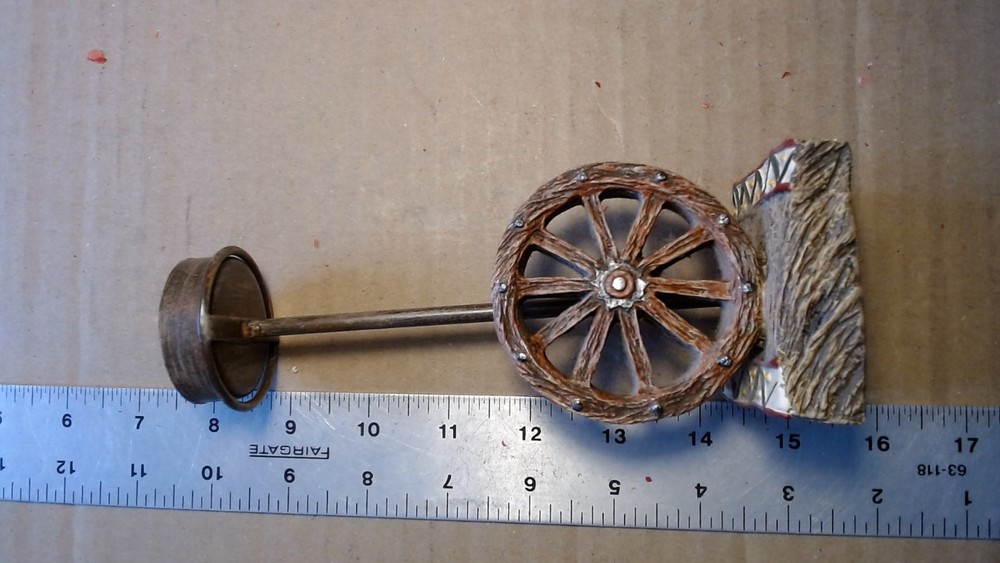 Wagon Wheel Candle Holder with Base Ceramic 7" Tall