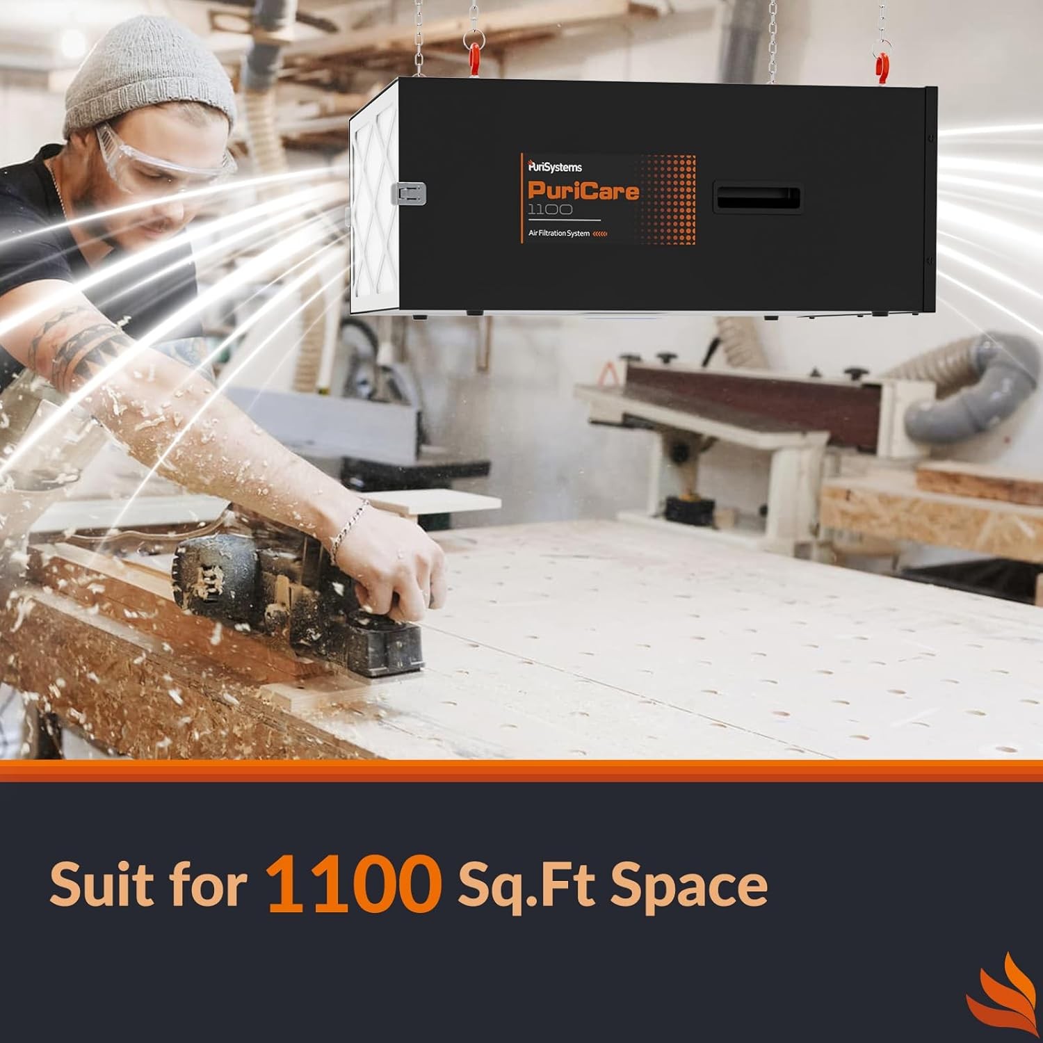 PuriSystems PuriCare 1100IG Hanging Air Filter w/Remote 1100CFM for Woodworking