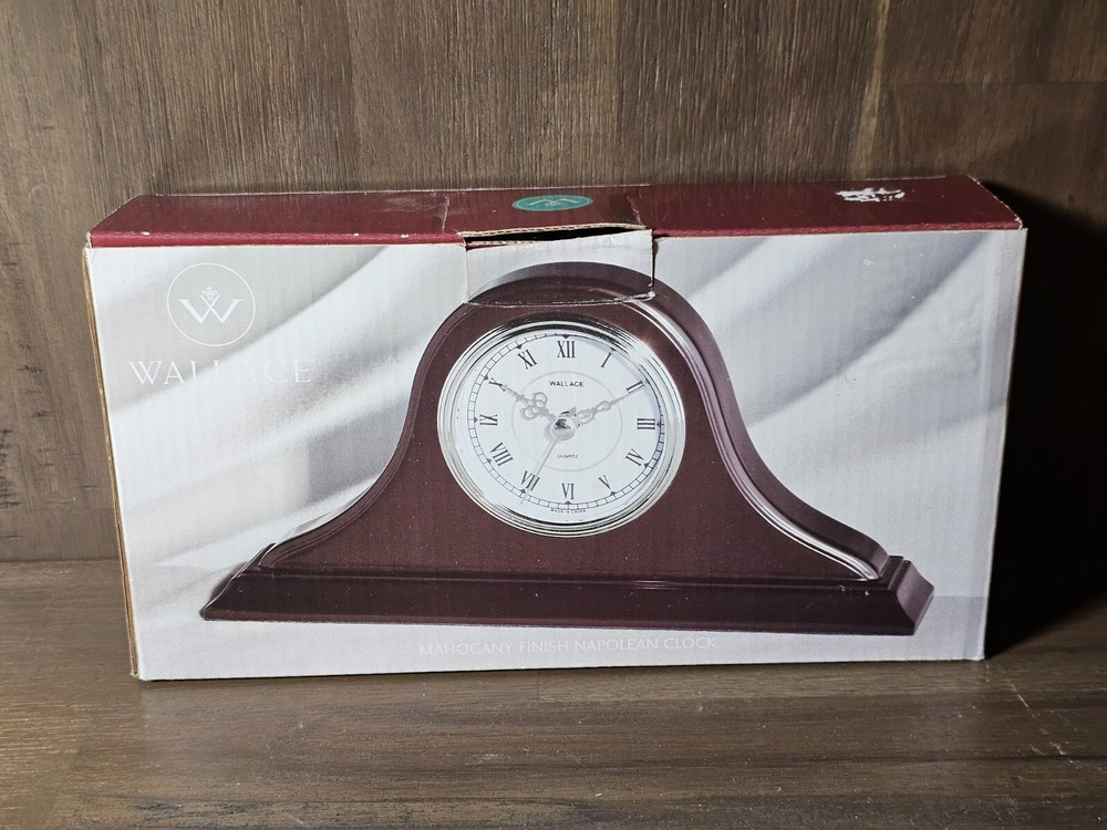 Wallace Quartz Mantle Clock - Mahogany Finish Napolean Clock
