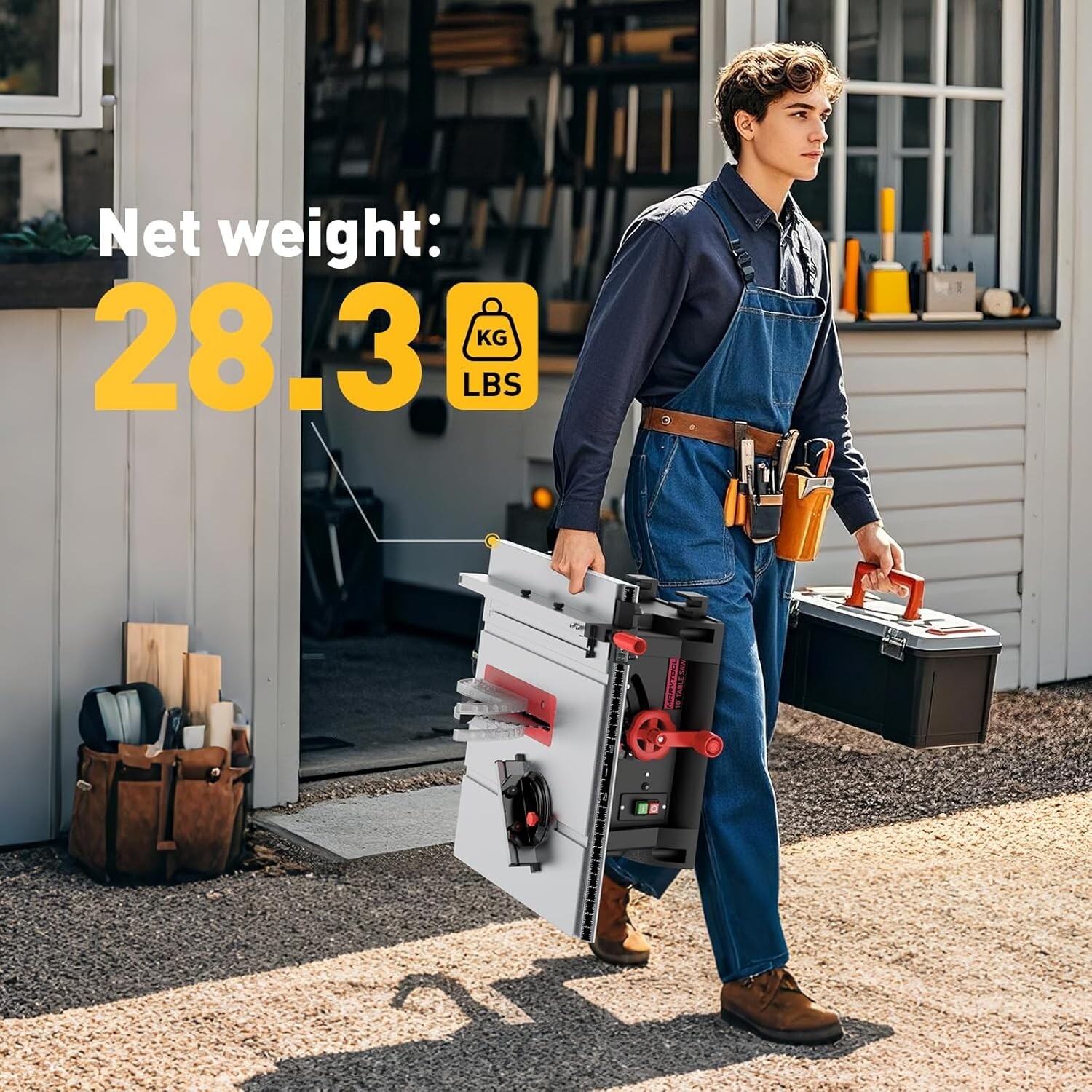 MarvTool Table Saw 10in 15Amp Lightweight Portable 4600RPM 45&90 Degree Cutting