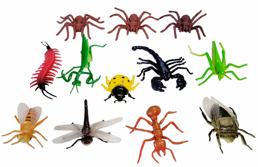 Large 2"-3" Insect Set (12 Pack) Plastic. 12 Realistic Looking Mini. Lady Bug