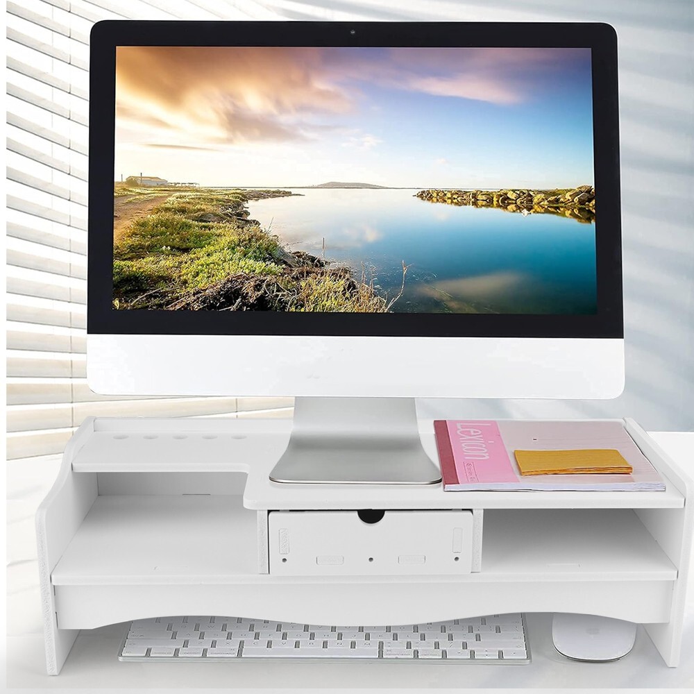 Monitor Riser Shelf- Space-Saving Desktop Stand for Computer&Laptop Organization