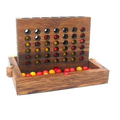 Four In A Row - Wooden Strategy Game