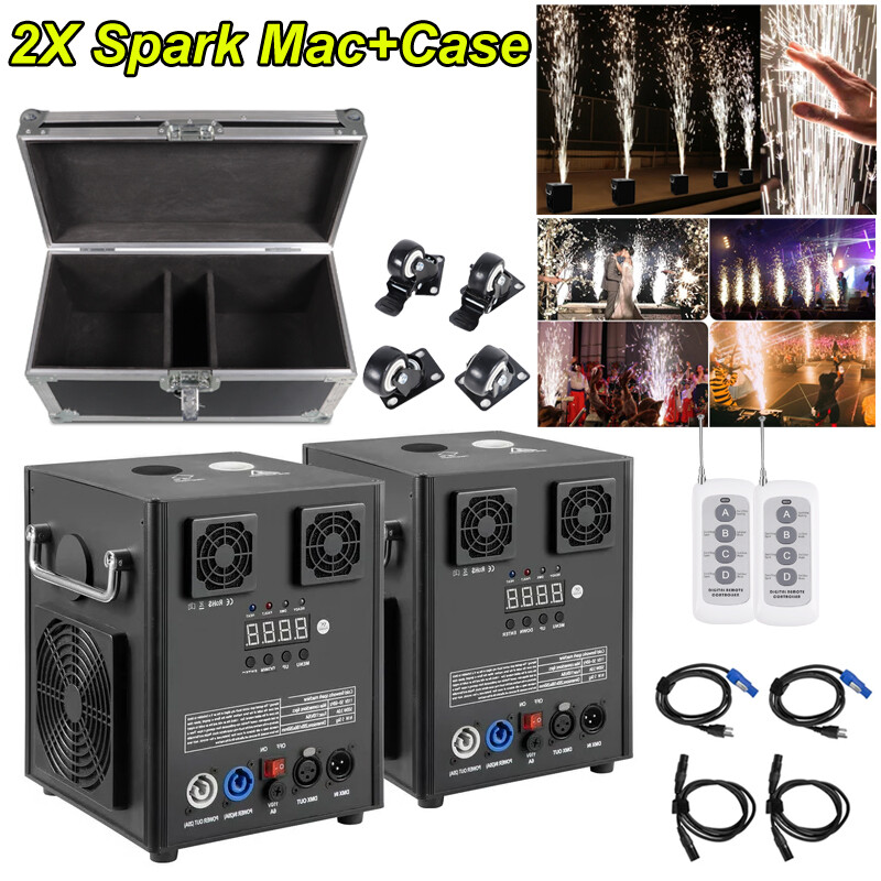 2PCS Cold Spark Machine 700W DMX Stage Firework Machine Wedding W/Flight Case