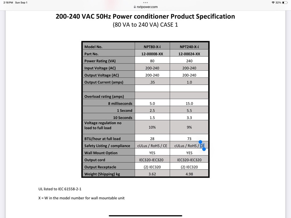 NXT POWER conditioner Npt80-n