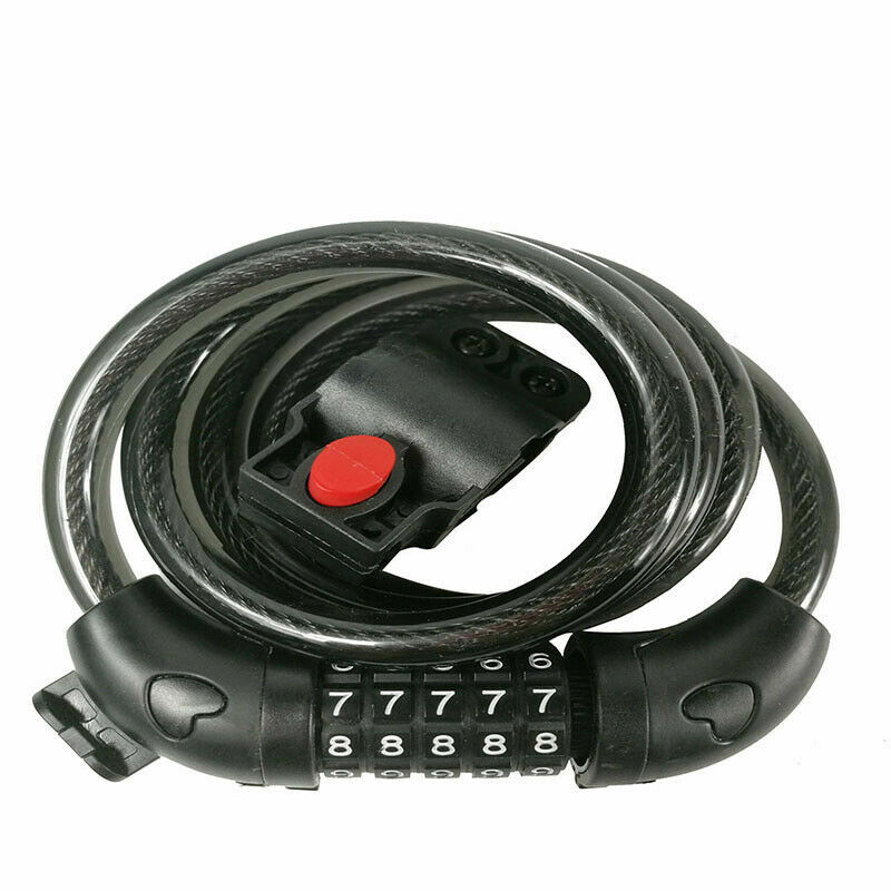Black Color 5 Digit Combination Password Bicycle Cable Chain Lock