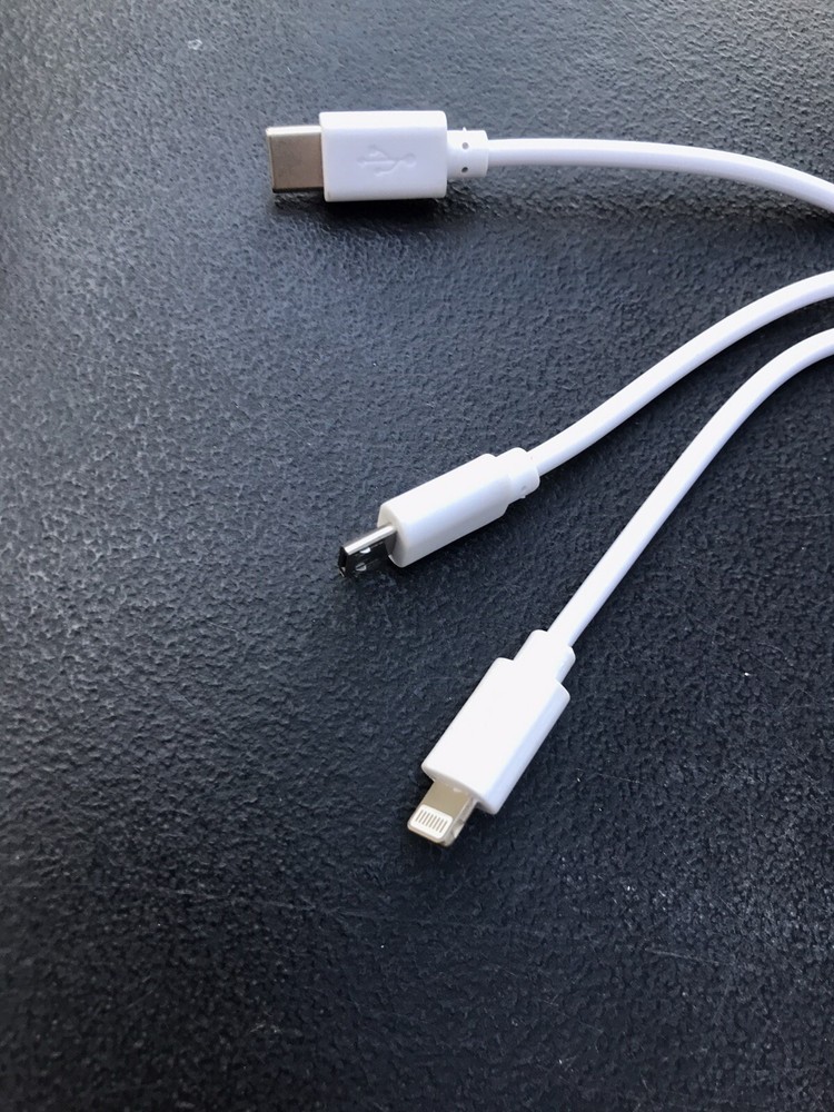 3 In 1 Car Charger Cable Type-A Type-C Micro USB Fast Charging Adapter