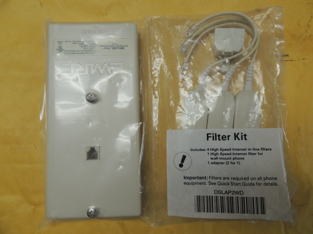 2WIRE DSL Phone Inline Filter Kit DSLAP2WD, with 4 Filters