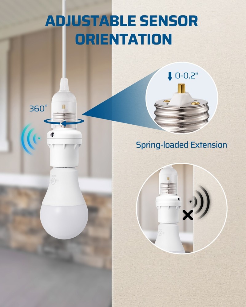 DEWENWILS 2 Pack Light Sensor Socket, Dusk to Dawn 360° Sensor Rotation, E26