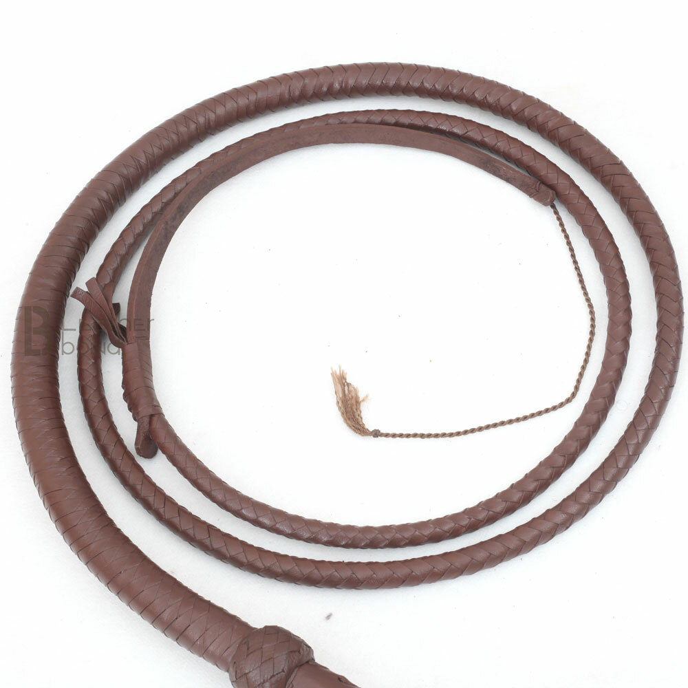 Indiana Jones 6, 8, 10, 12 Feet 8 Strands Brown Cowhide Real Leather Bullwhip