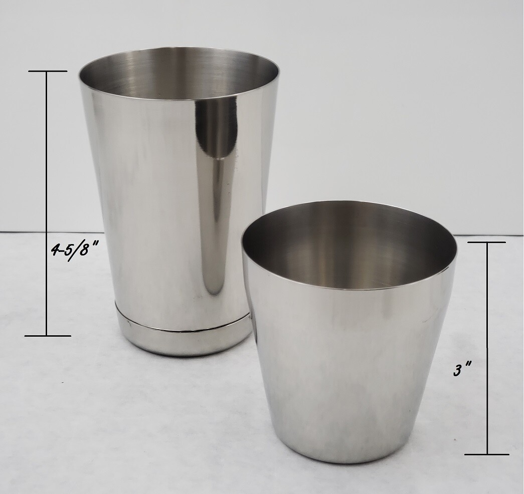 3 Piece Cheater Tin BAR COCKTAIL SHAKER & JIGGER Stainless Steel Mini Mixing Set