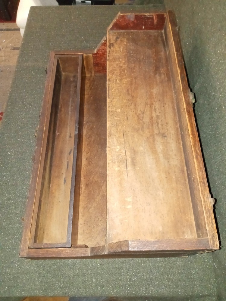 Solid Wood 1800's Toolbox Chest w/ Eagle Lock Drawer & Brass Hardware - SUPERB!