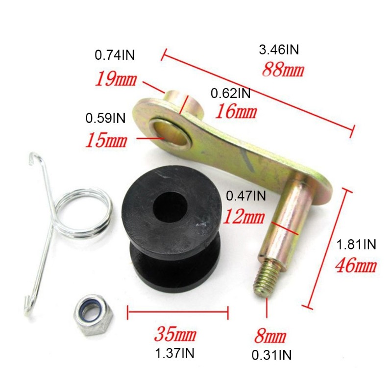 Motorcycle Mini Bike Chain Roller Tensioner Replacement with Rollers+Spring