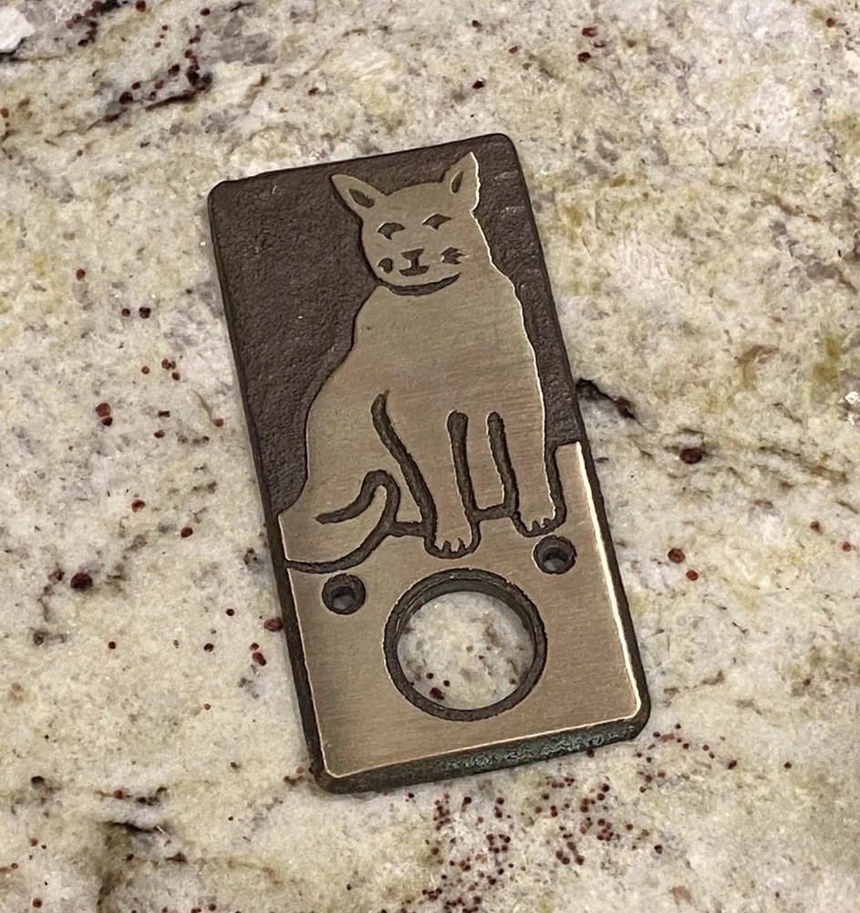 PAUL STRAUCH STUDIO Solid Brass CAT Doorbell Plate / Cover