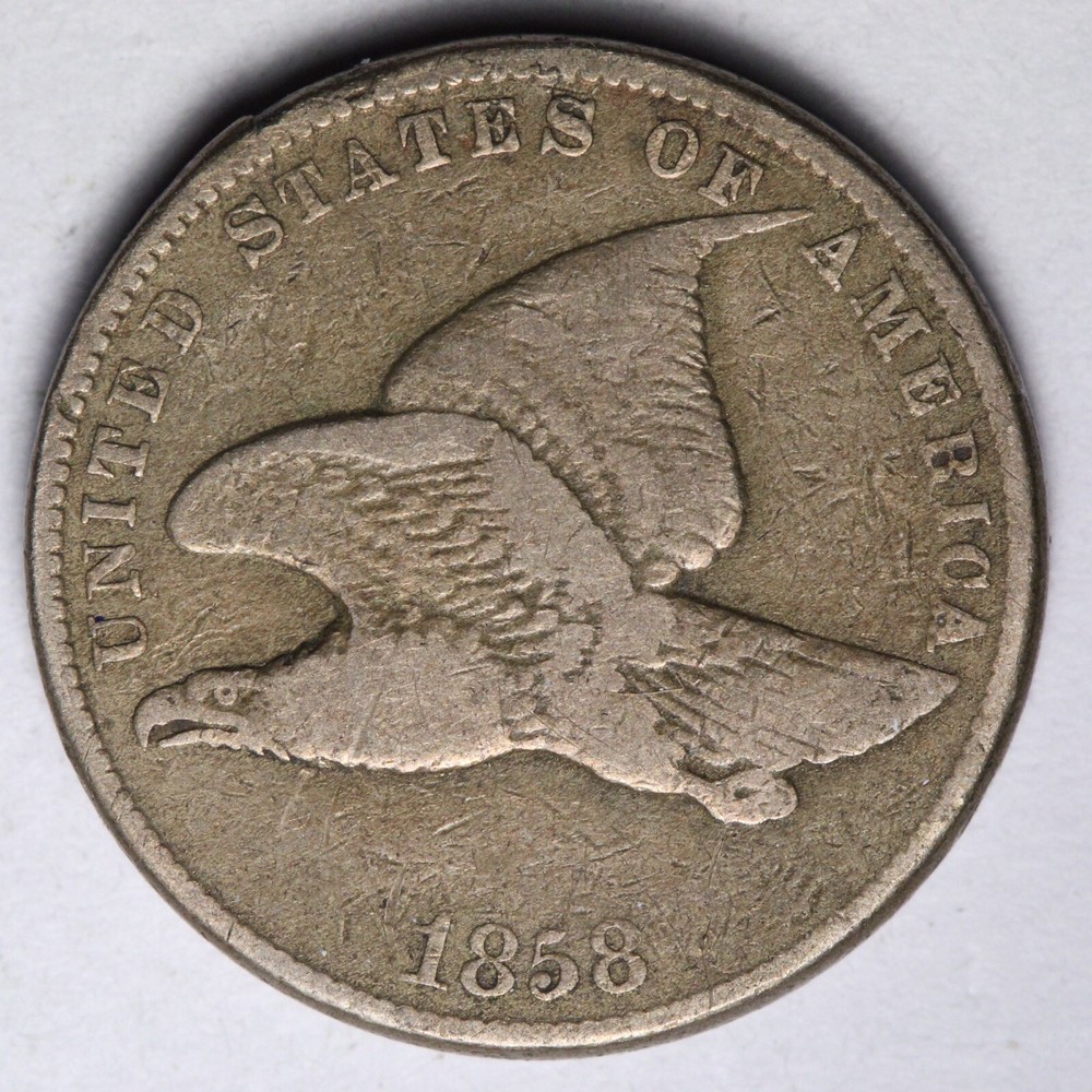 1858 SL Flying Eagle Cent Penny VF E115 KNL