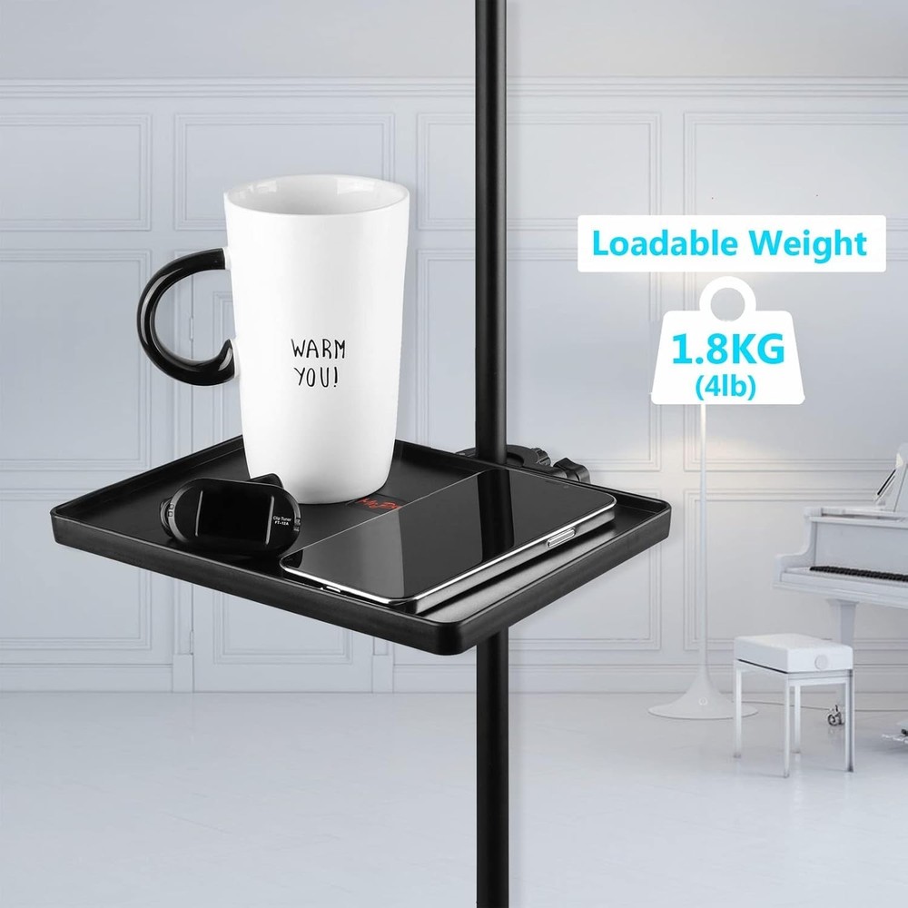 Compact Clamp-On Mic Stand Tray - 4 lb Capacity for Efficient Accessory Storage