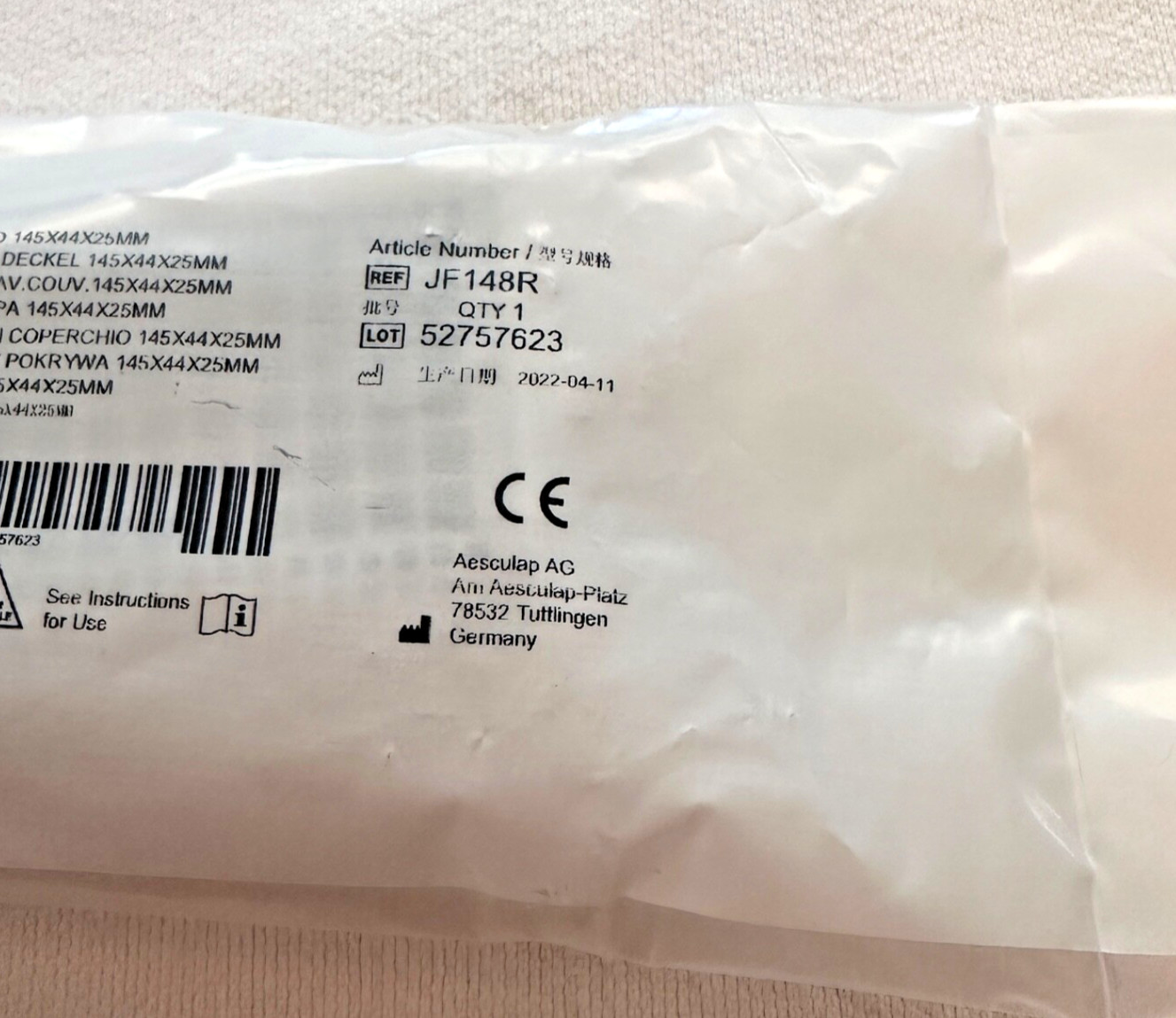 Aesculap JF148R Micro Instrument Tray with Lid 3/4 X 1 X 5-3/4 Inch New In Bag