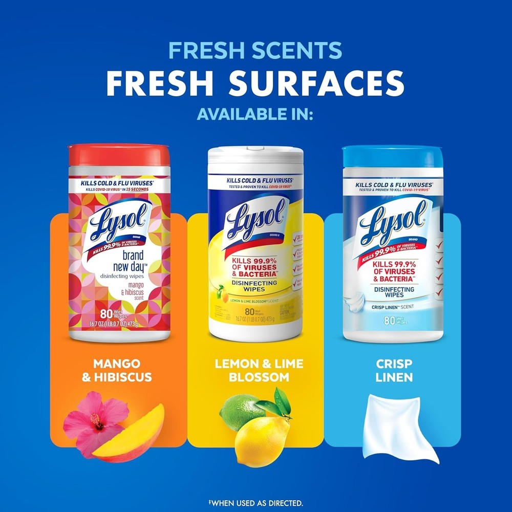 Lysol Disinfecting Wipes Bundle, 80 Count