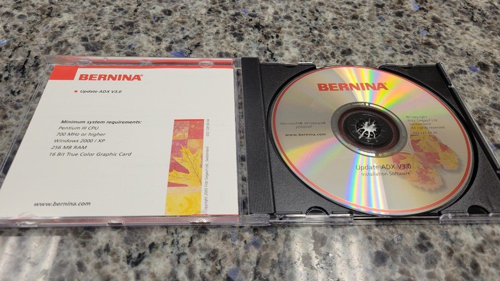 Bernina Embroidery Software 3 Installation Replacement CD PLUS