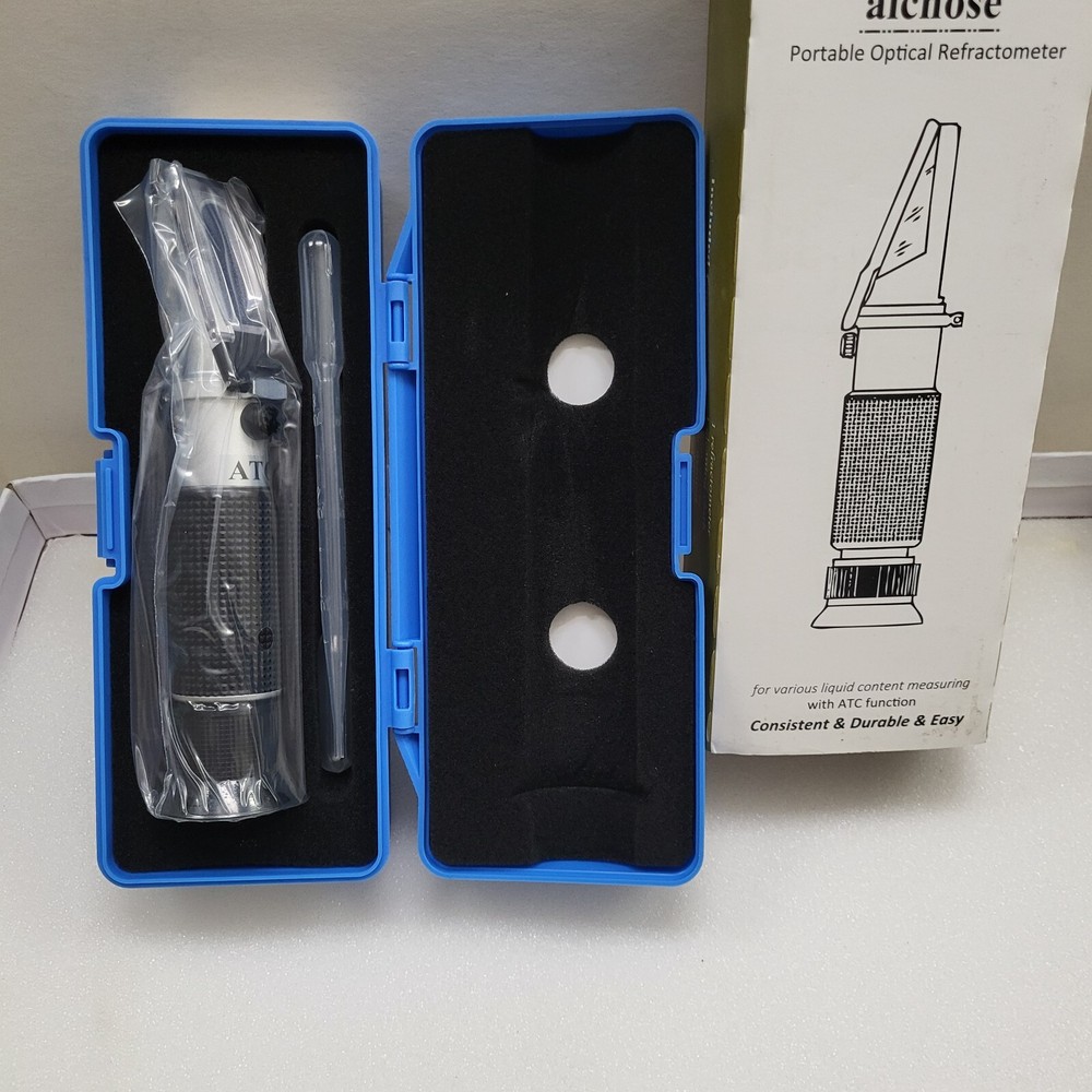 Brix Refractometer with ATC, Dual Scale - Specific Gravity & Brix, Hydrometer in