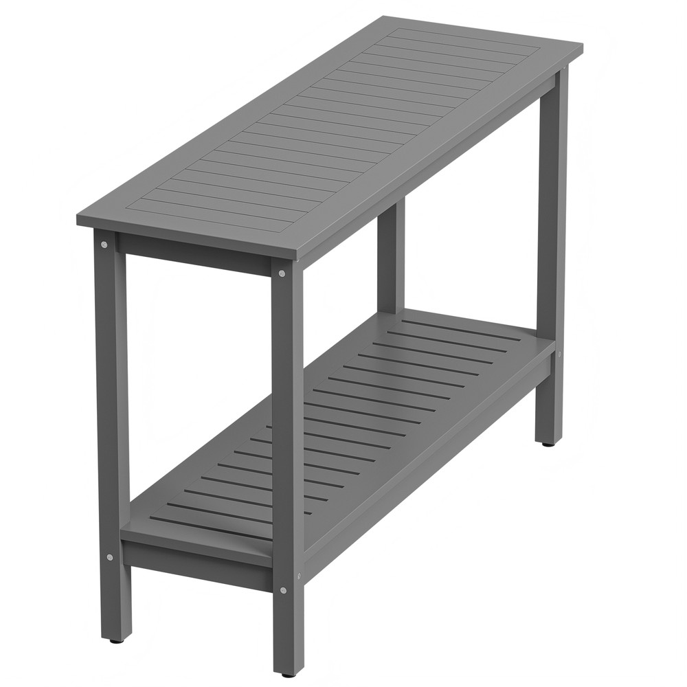 Console Table 48" Patio Side Accent Table Multifunctional with Foot Sliders Grey