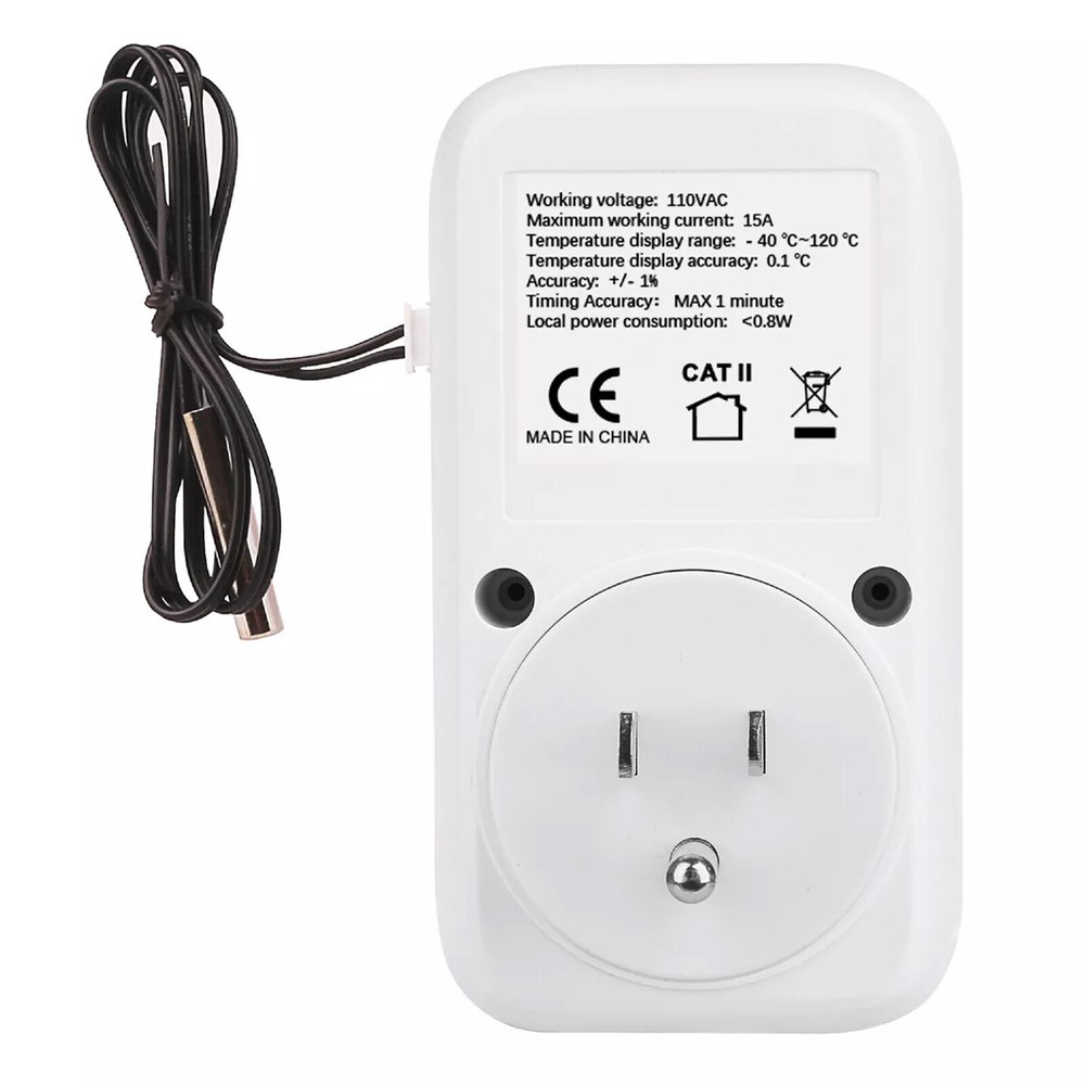 Digital Thermostat Outlet Plug Temperature Controller Outlet Socket 110V LCDsMvJ