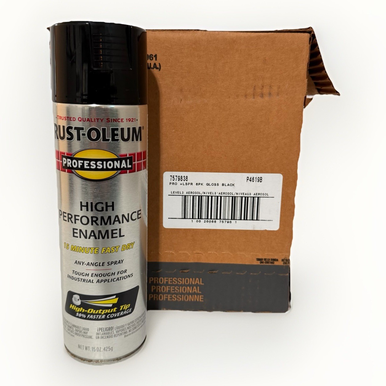 Rust-Oleum 7579838-6PK Professional High Performance Enamel Spray Paint, 15 Oz,
